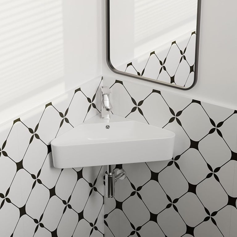 2025 Slim Thin Edge Small Wall Mount Corner Sink – 13.78” x 12.99” x 5.12”, Space-Saving Design for Small Bathrooms