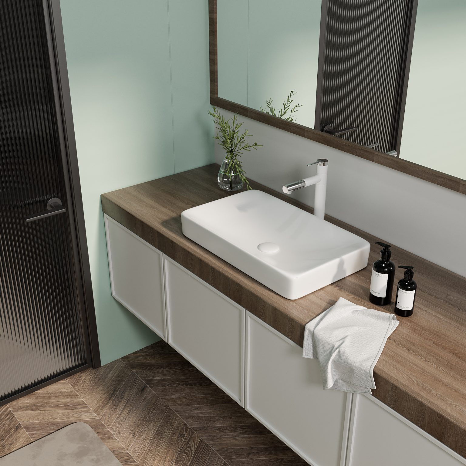 Rocohler Ceramic Semi Recessed Bathroom Sink 19” x 12” White Ceramic Basin – Rectangular Drop-In , Durable & Easy to Clean